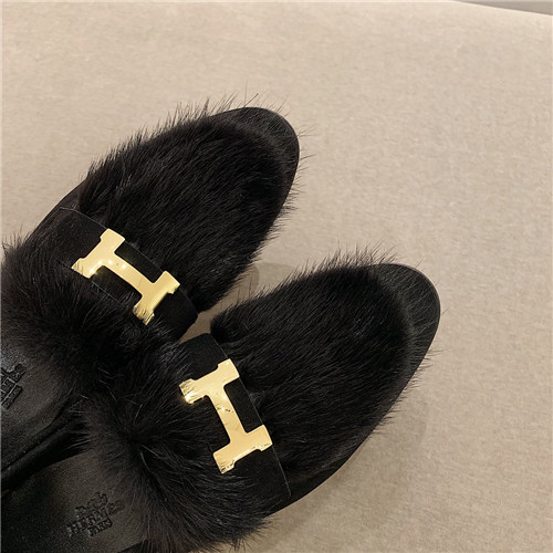 hermes sheepskin mink loafers