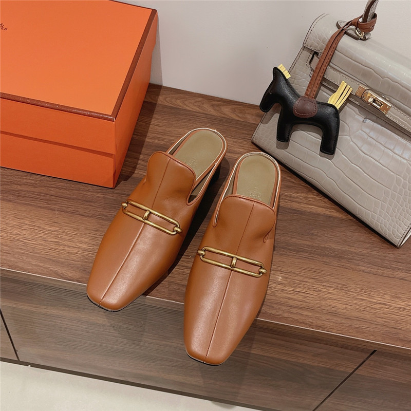 hermes muller chunky heel slippers