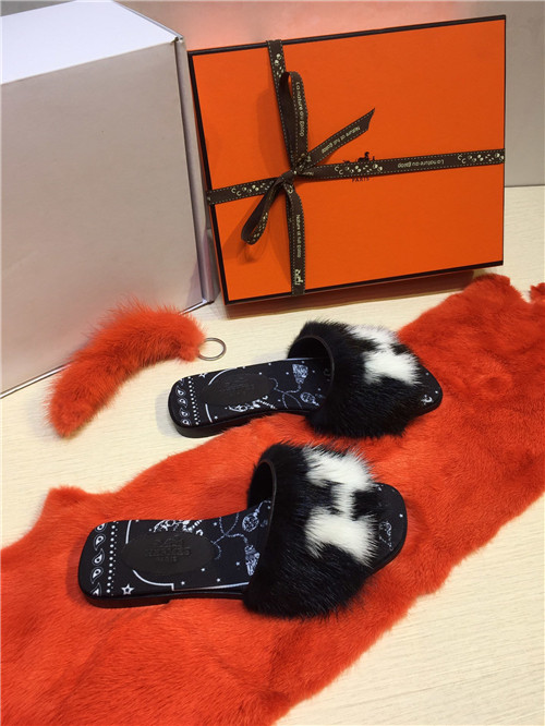 hermes mink slippers replica shoes