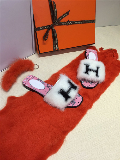 hermes mink slippers replica shoes
