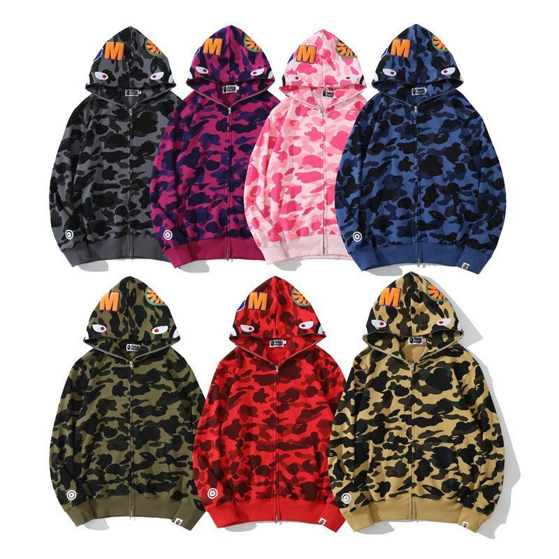 Bape Shark Hoodies Classical Camo Full Zipper Sweatshirts