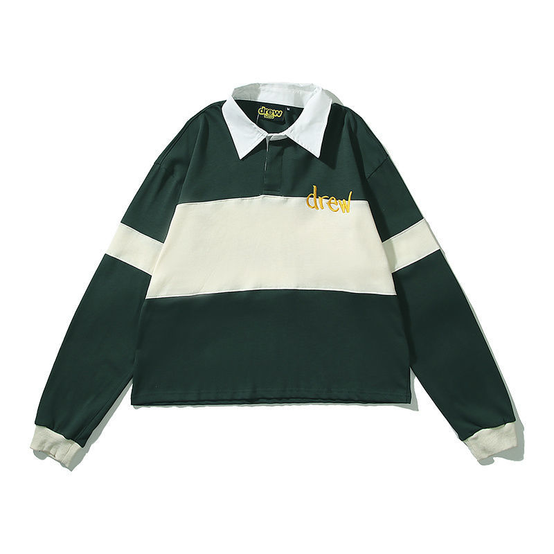 Drew Shirt Collar Long Sleeve T-shirt Olive Green