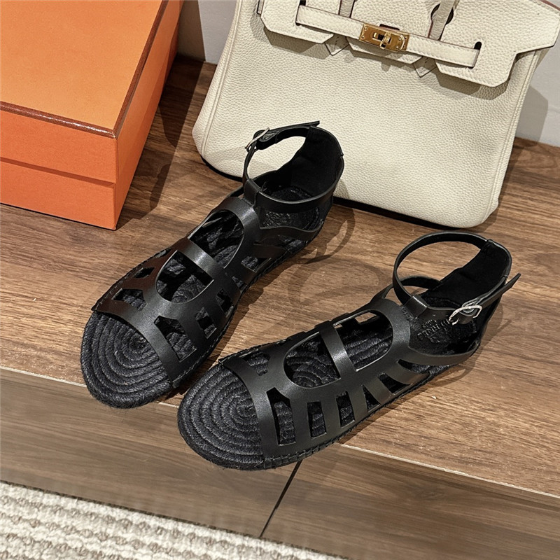 Hermès cutout pig nose espadrille sandals