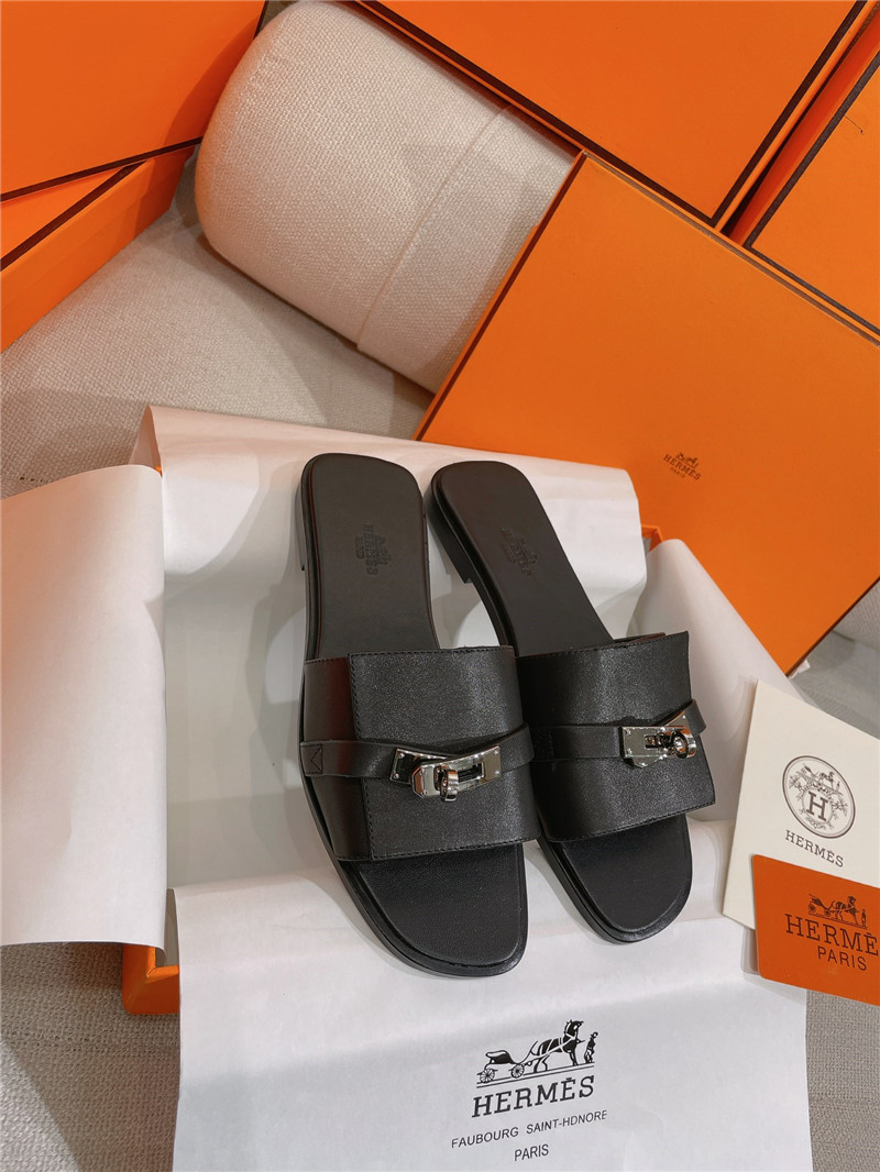 Hermès new Giulia flat kelly buckle slippers