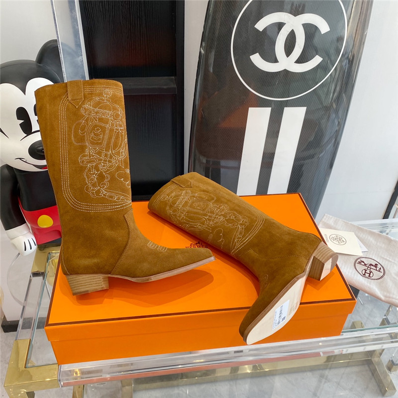 hermes embroidered long boots