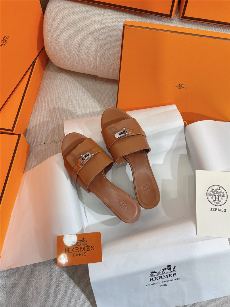 Hermès new Giulia flat kelly buckle slippers