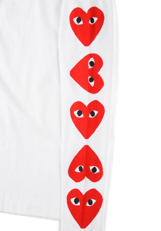 COMME DES GARCONS CDG PLAY Hearts Long Sleeve Black White T Shirt