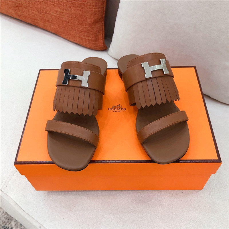 hermes H flat slipper sandals