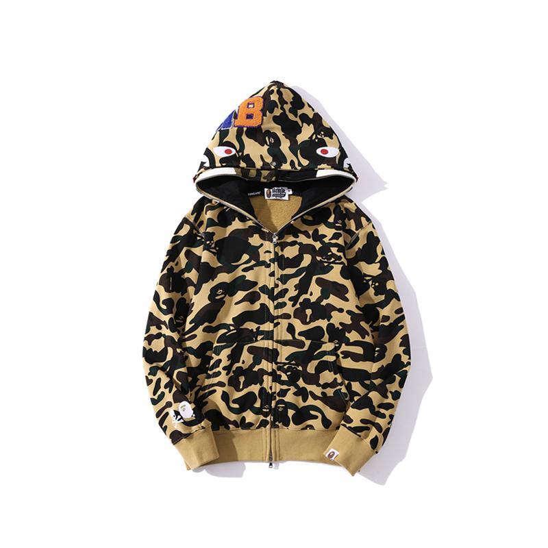Bape Camo Shark Skull Hoodie Green Yellow