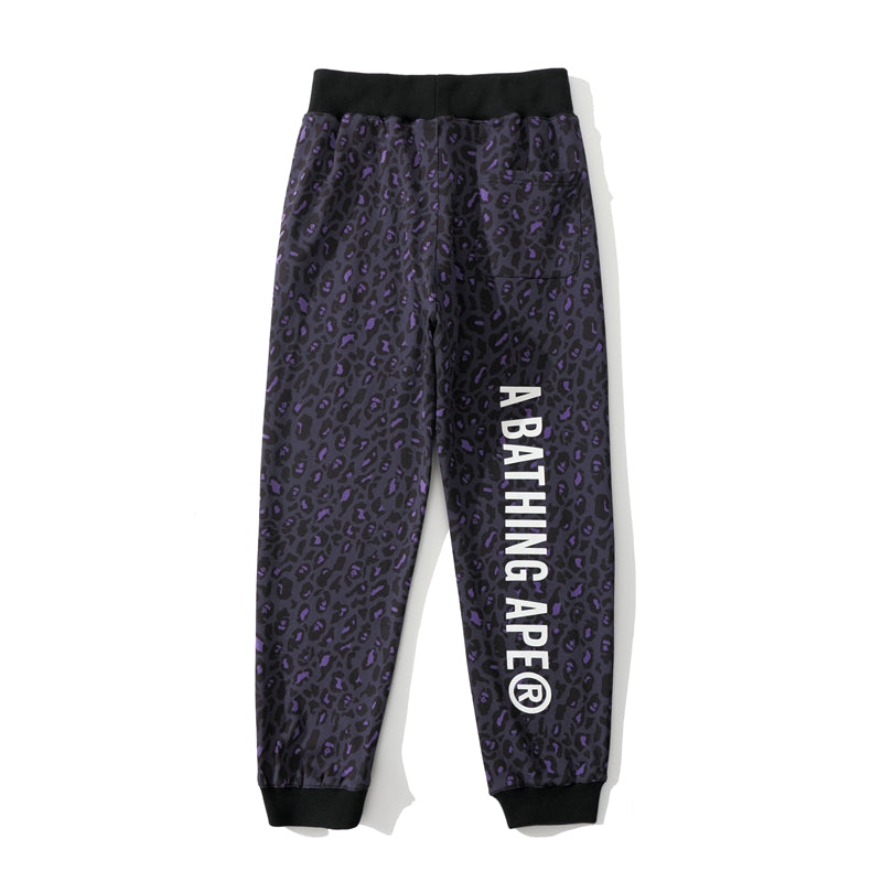BAPE Leopard Track Pants Sweatpants Purple Khaki HDCP8789