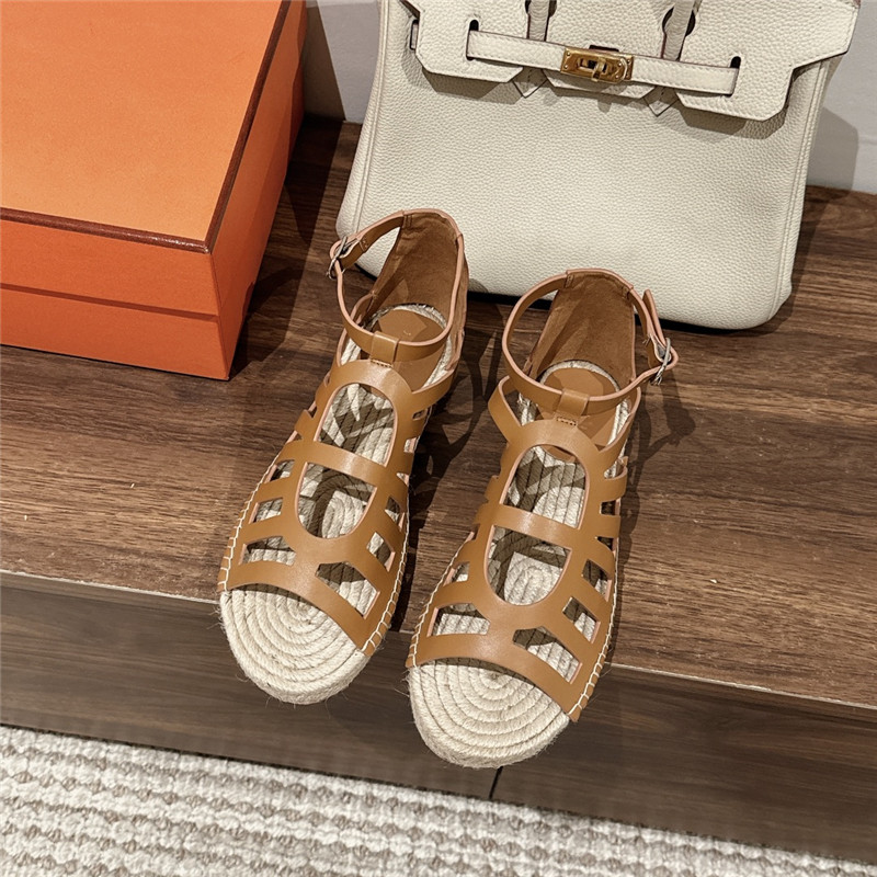 Hermès cutout pig nose espadrille sandals