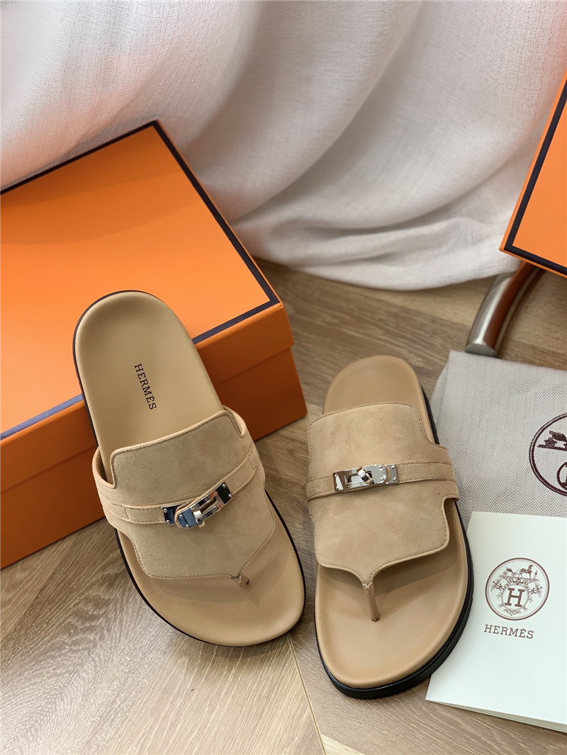 hermes Kelly buckle flip flops