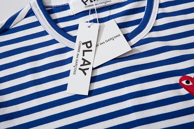 COMME DES GARCONS CDG PLAY Stripe Heart Short Sleeve T Shirts