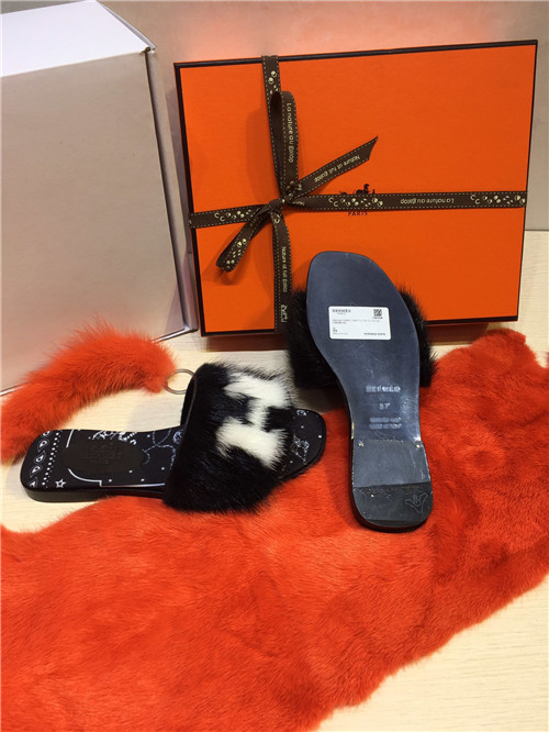 hermes mink slippers replica shoes