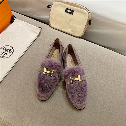 hermes sheepskin mink loafers