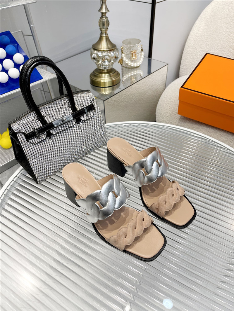 Hermès pig nose high heel sandals