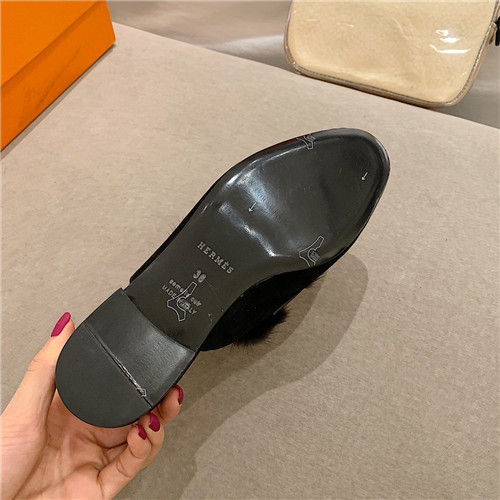hermes sheepskin mink loafers