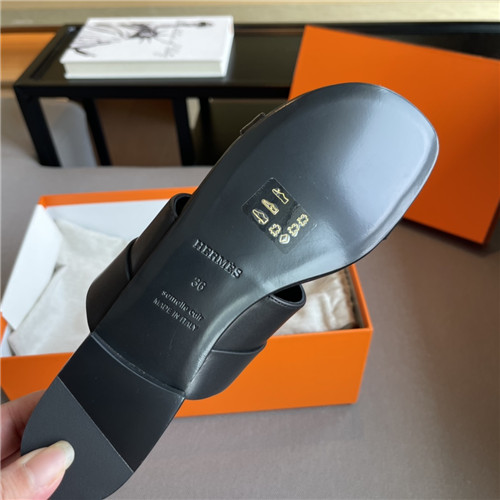 hermes H flat slippers