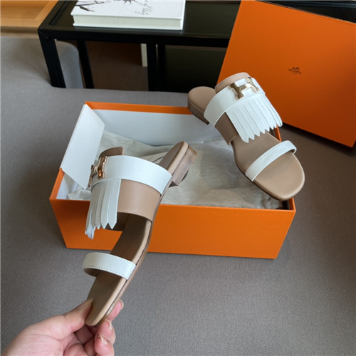 hermes H flat slippers