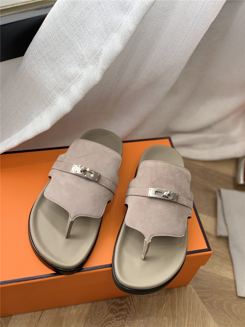 hermes Kelly buckle flip flops
