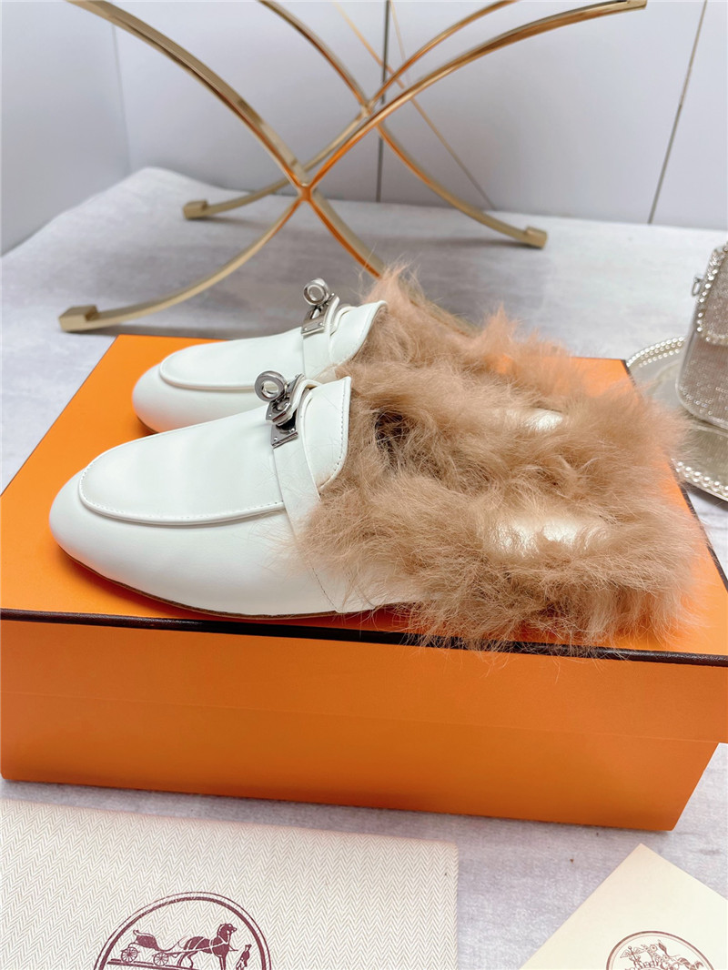 hermes classic wool slippers