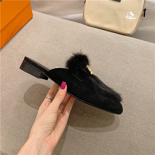 hermes sheepskin mink loafers