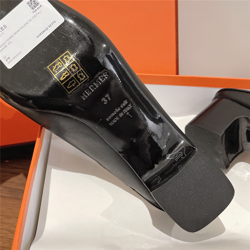 hermes muller chunky heel slippers