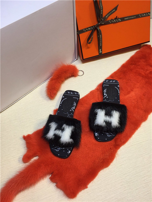 hermes mink slippers replica shoes