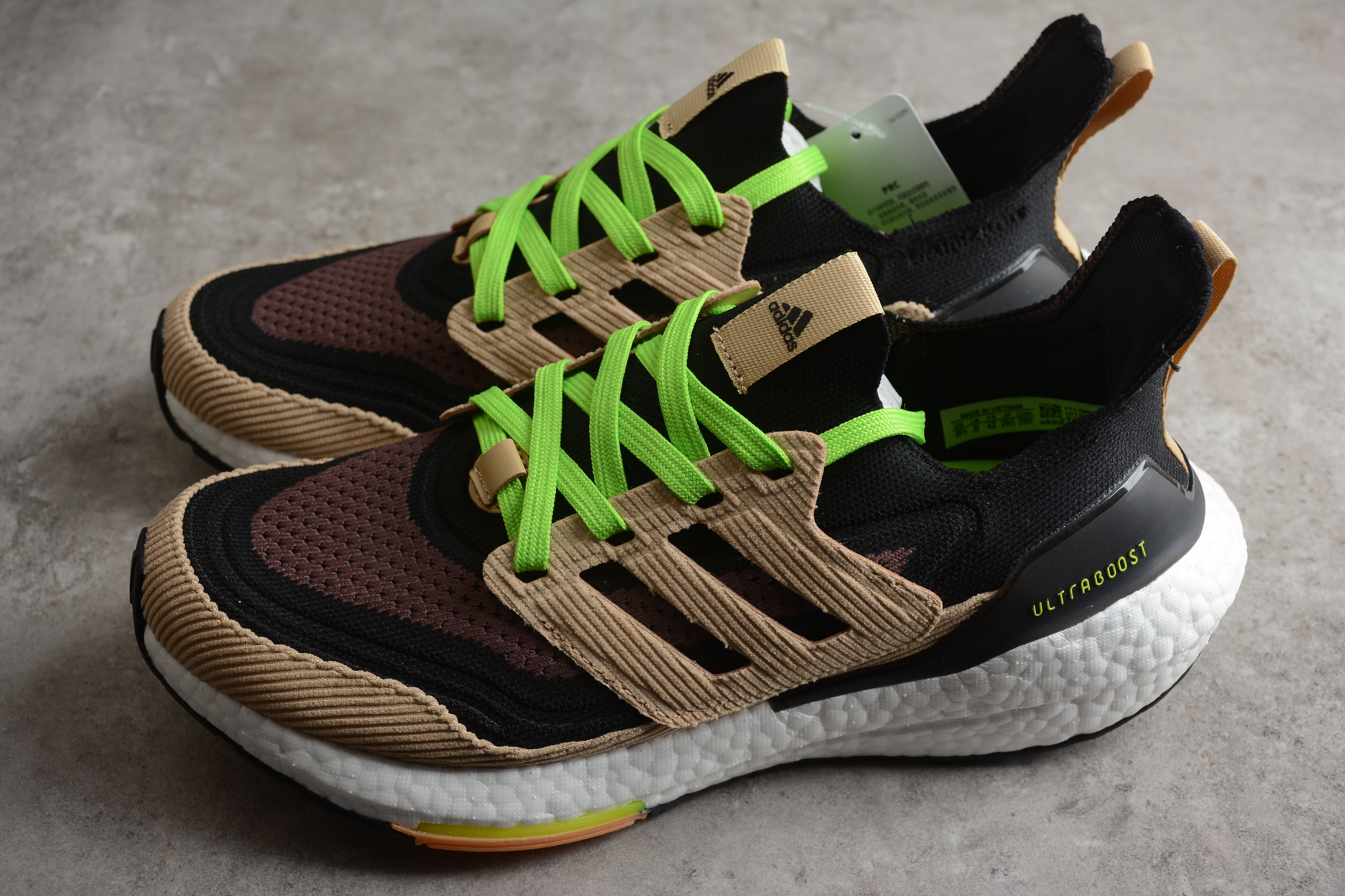 adidas Ultra Boost 21 Black Beige Tone Green GX5254