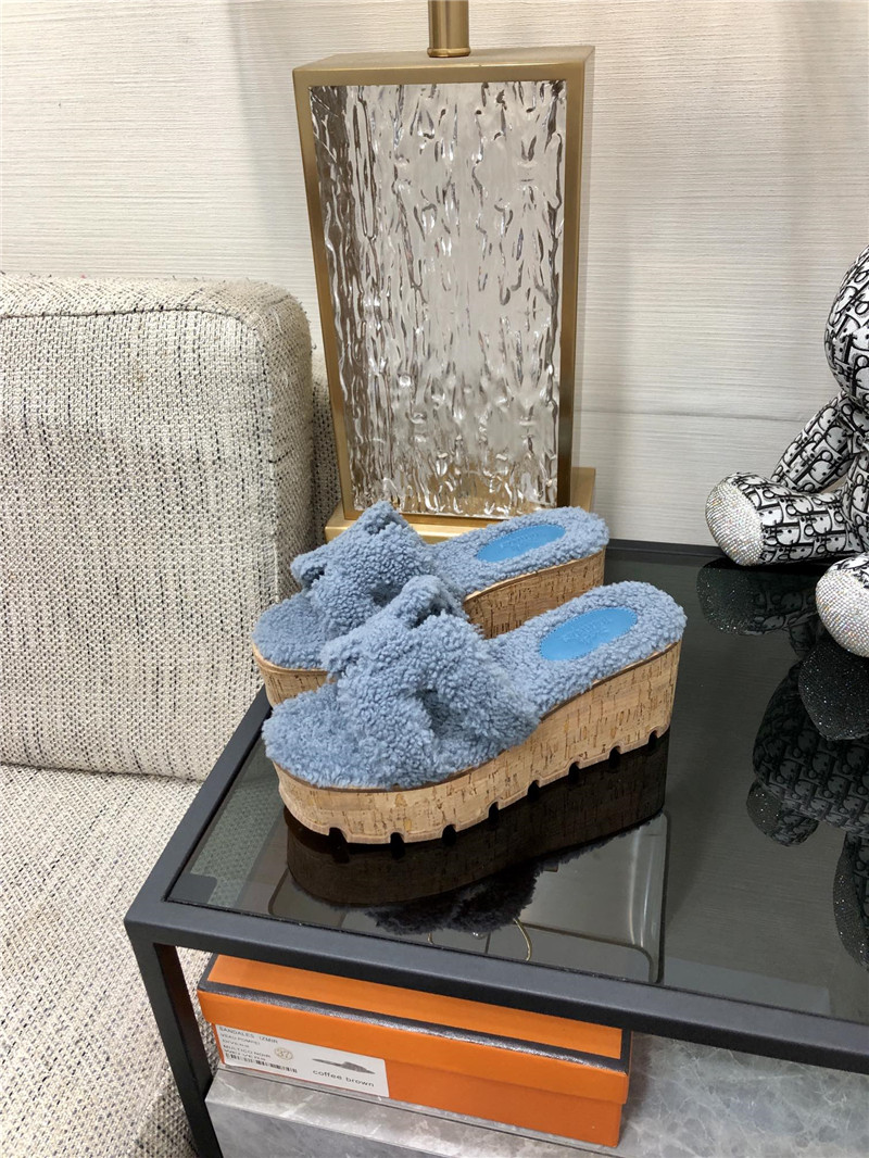 Hermes Birkin Replica Teddy Fur Slippers