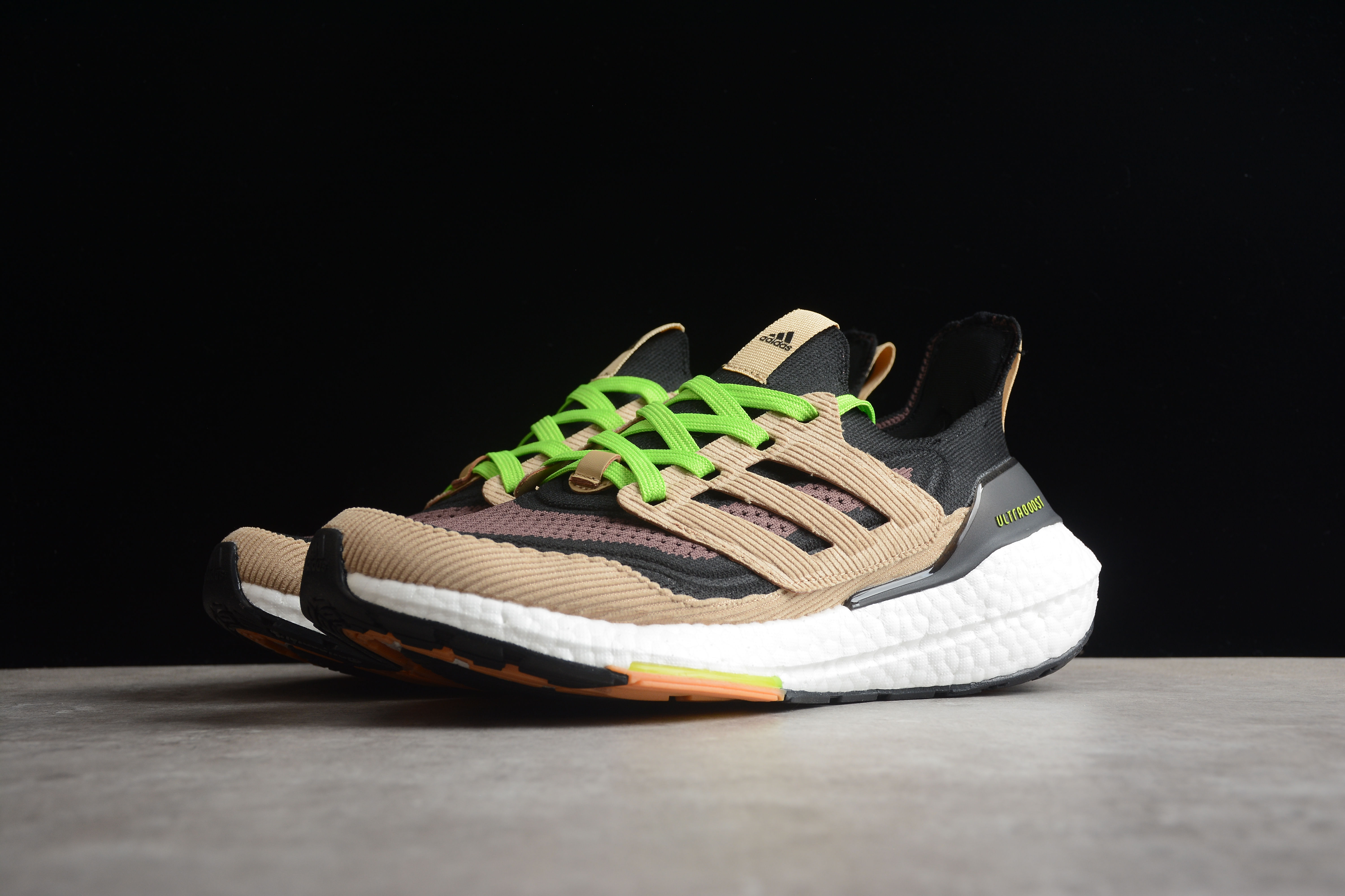 adidas Ultra Boost 21 Black Beige Tone Green GX5254