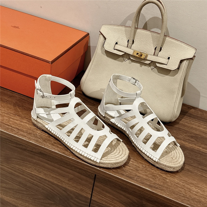 Hermès cutout pig nose espadrille sandals