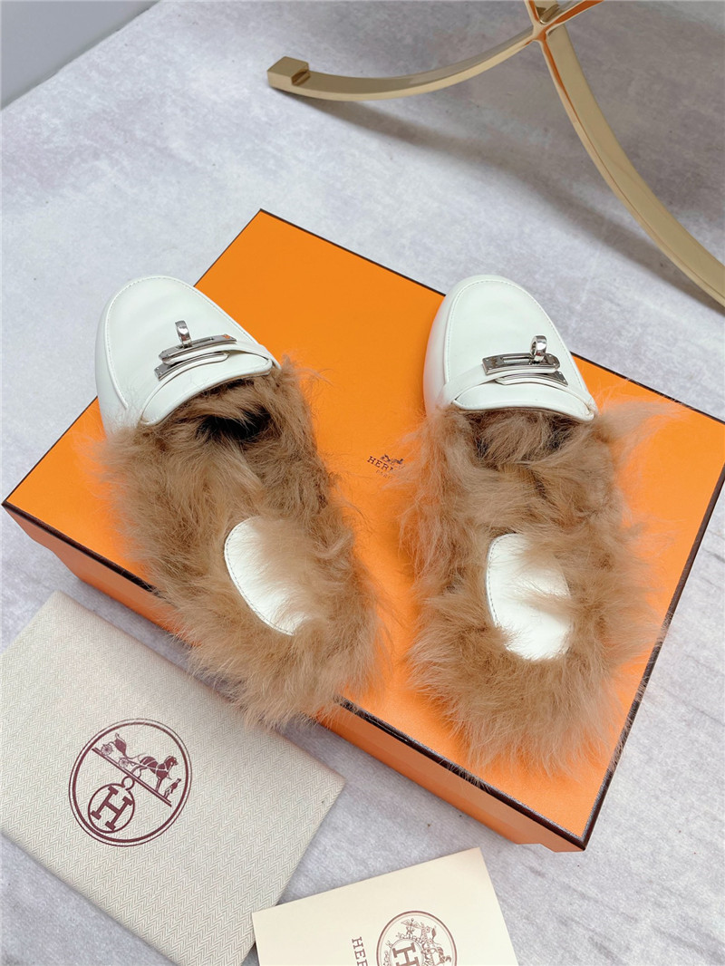 hermes classic wool slippers