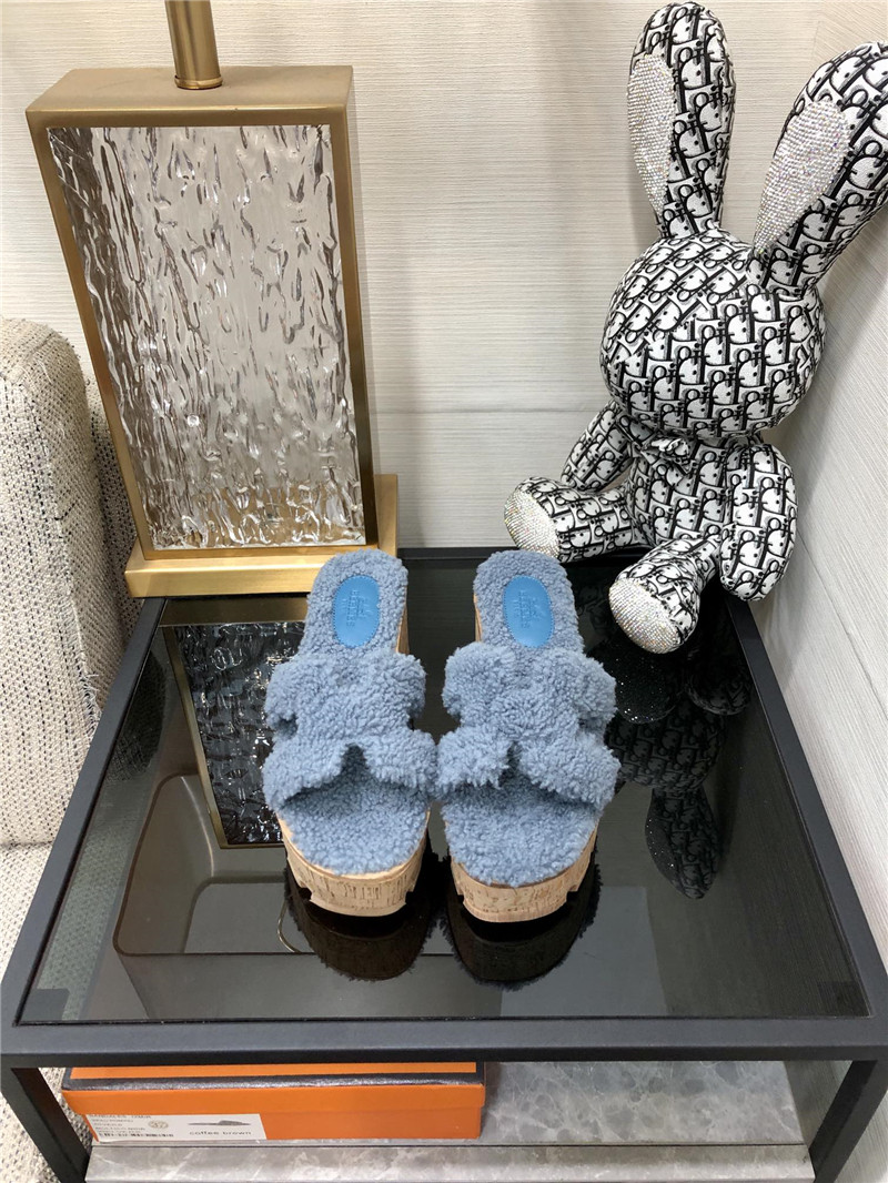 Hermes Birkin Replica Teddy Fur Slippers