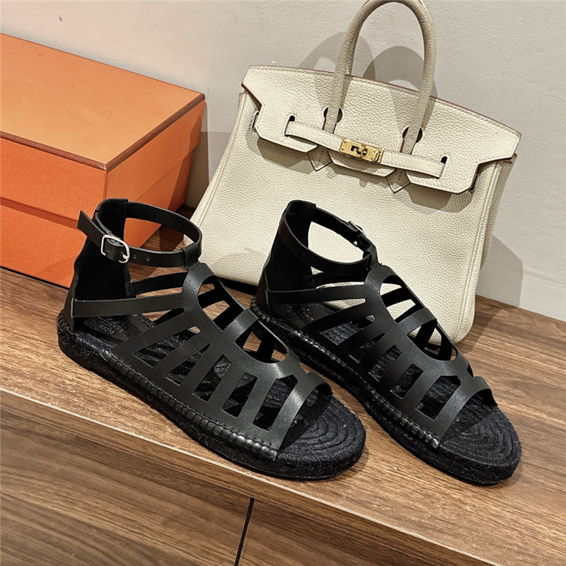 Hermès cutout pig nose espadrille sandals