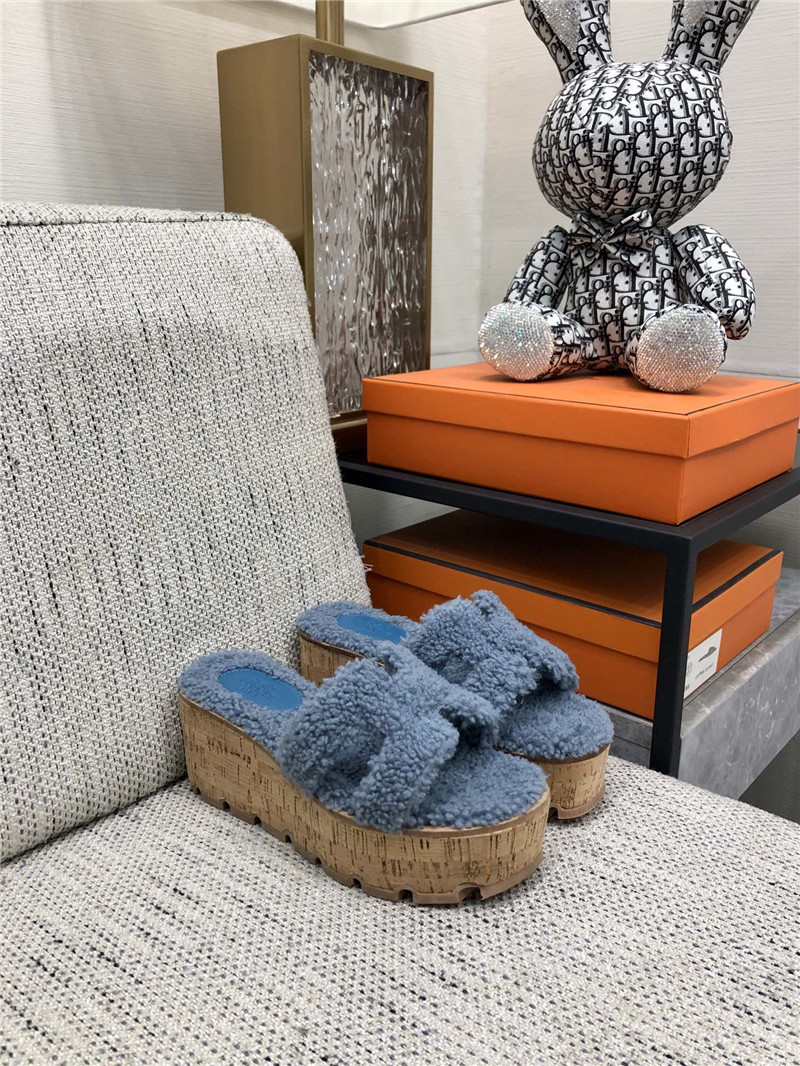 Hermes Birkin Replica Teddy Fur Slippers