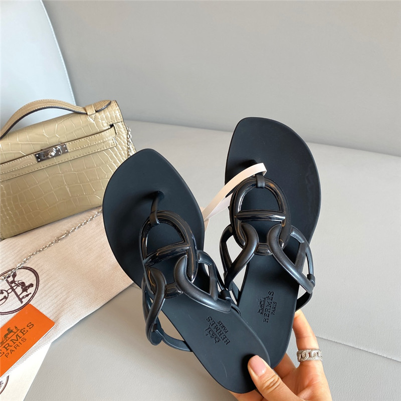 Hermès new pig nose chain flip flops