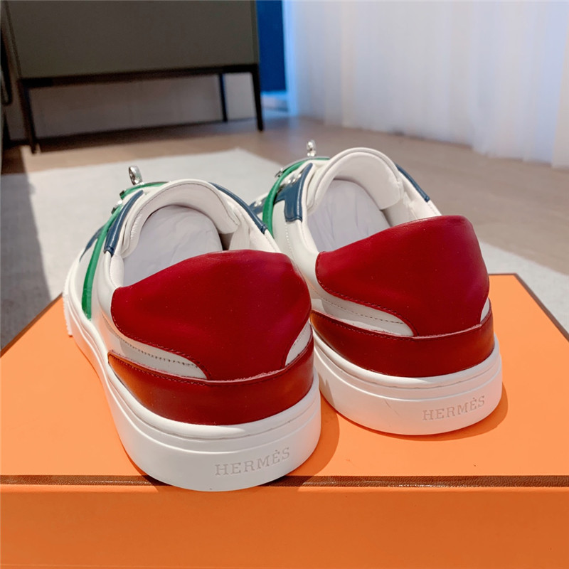 Hermès British retro design white shoes