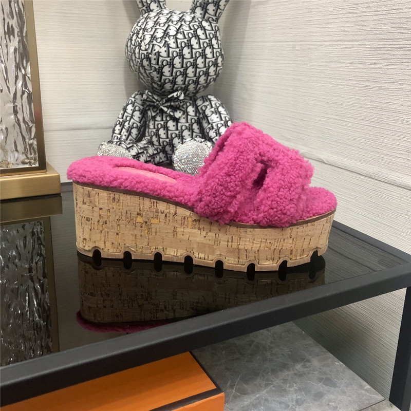 Hermes Birkin Replica Teddy Fur Slippers