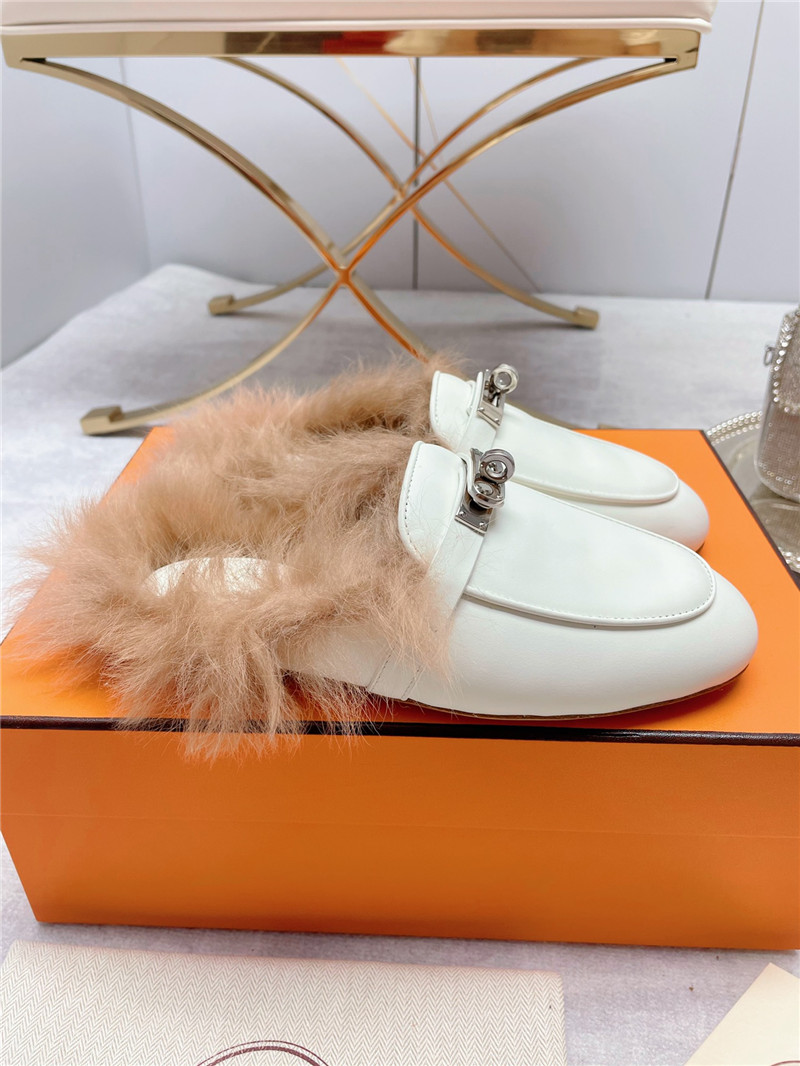 hermes classic wool slippers