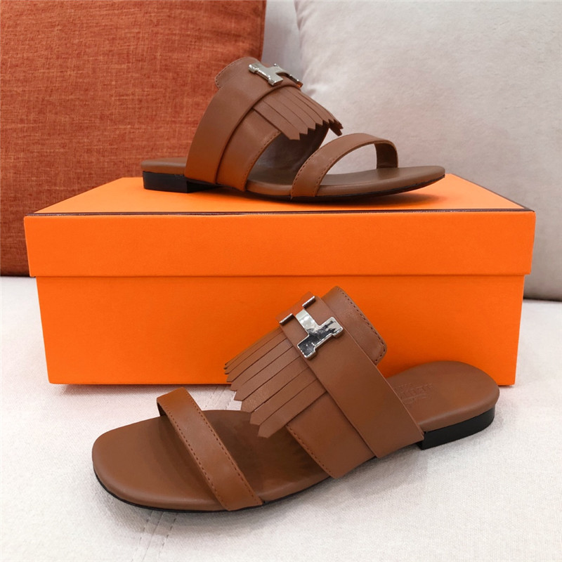 hermes H flat slipper sandals