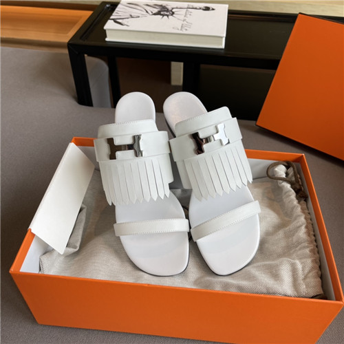 hermes H flat slippers