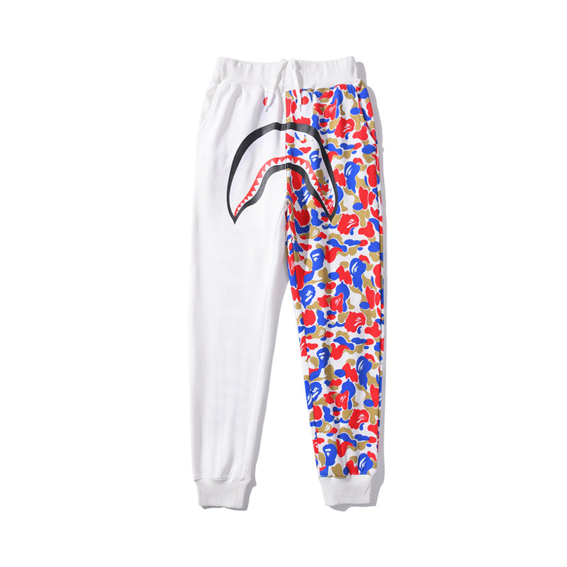 BAPE Shark Camo Track Pants Sweatpants Black White HDCP8752