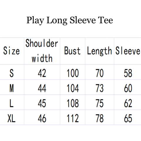 COMME DES GARCONS CDG PLAY Hearts Long Sleeve Black White T Shirt