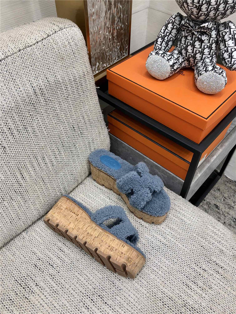 Hermes Birkin Replica Teddy Fur Slippers