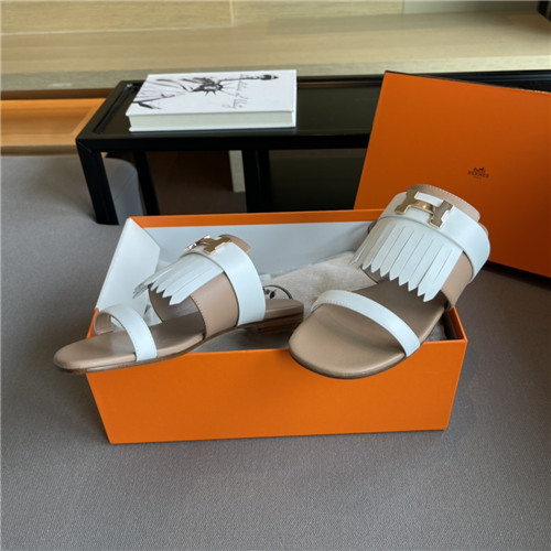 hermes H flat slippers