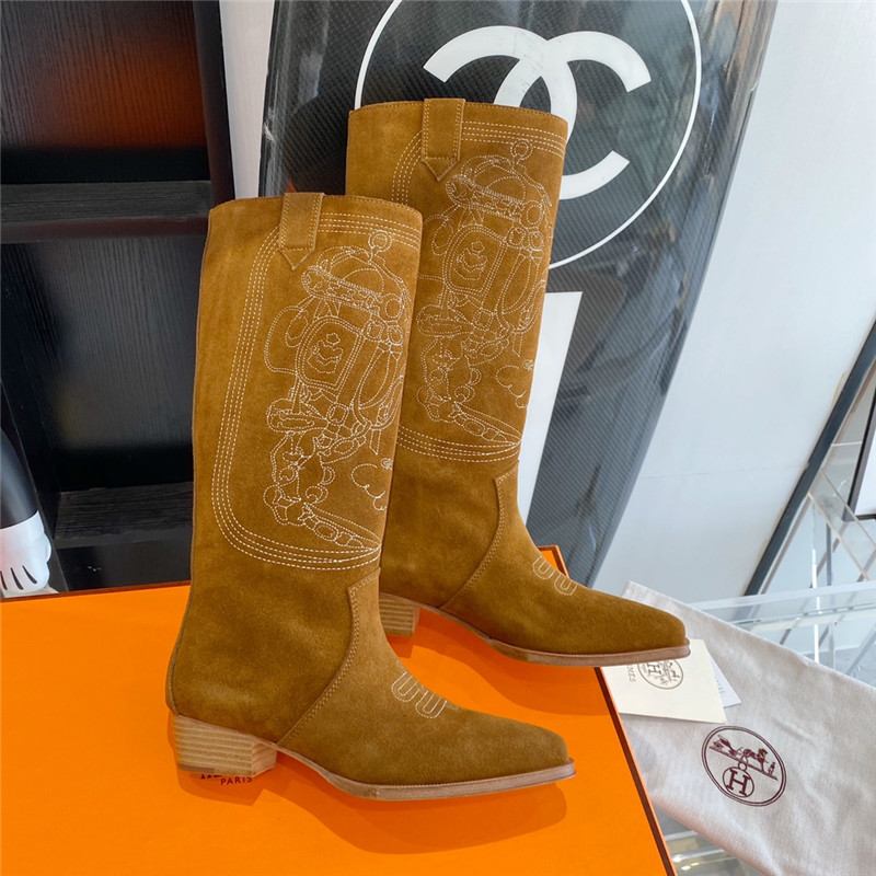 hermes embroidered long boots