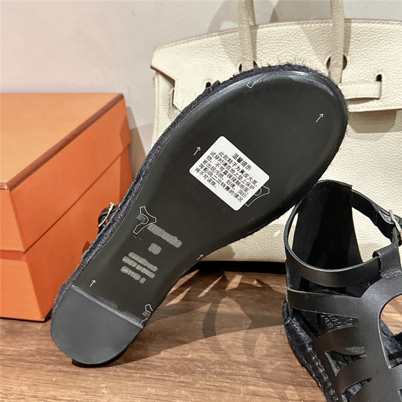 Hermès cutout pig nose espadrille sandals