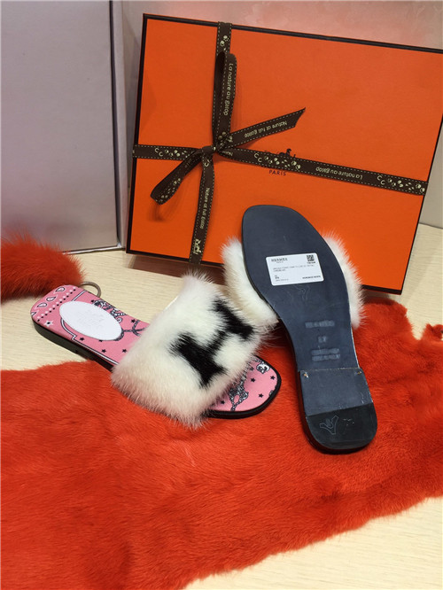 hermes mink slippers replica shoes