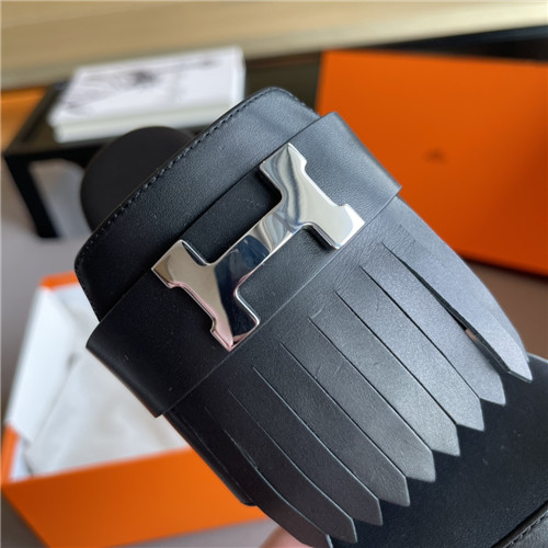 hermes H flat slippers